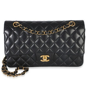 Chanel Black Quilted Lambskin Medium Classic Double Flap Bag